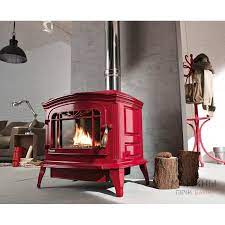Купить Печь-камин Invicta Bradford красная эмаль в интерьере чугунная в Гродно в Гродно