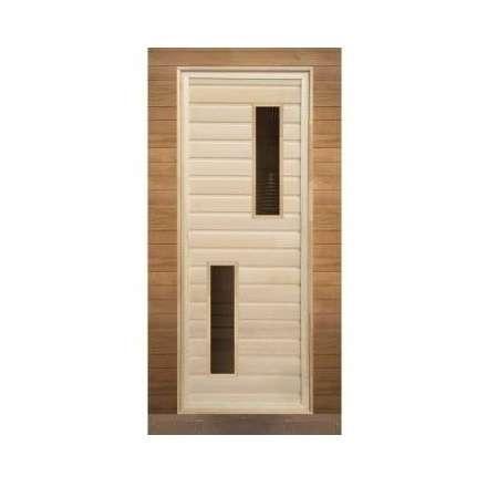 Дверь для бани липа с 2-мя стеклами (кор. хвоя) 1900x700 (без петель) купить в Гродно