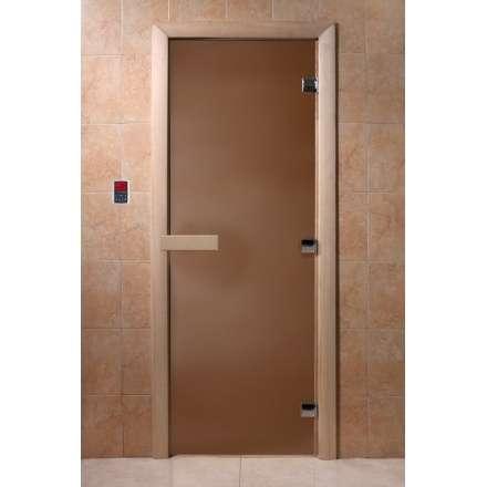 Дверь для сауны Doorwood Теплая ночь 1900x700 (коробка листва, стекло 8 мм, 3 петли) купить в Гродно