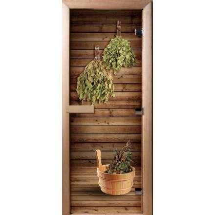 Дверь для сауны Doorwood с фотопечатью A004 1900x700 в Гродно