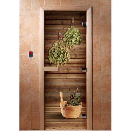 Дверь для сауны Doorwood с фотопечатью A004 1900x700 в Гродно
