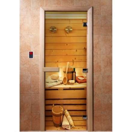 Дверь для сауны Doorwood с фотопечатью A033 1900x700 в Гродно