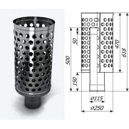 Каменка натрубная ДИЗЕЛЬ, ф115, 1/0,5мм, нерж/нерж в Гродно