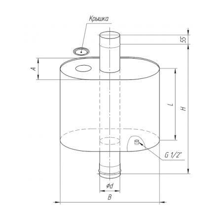 Бак Ferrum Комфорт эллиптический с трубой 50 л в Гродно