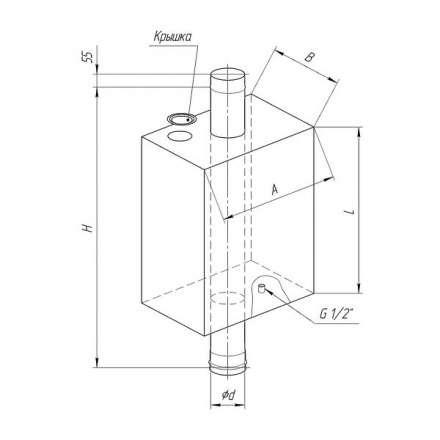Бак Ferrum Комфорт прямоугольный на трубе 55 л в Гродно