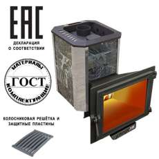 Печь Пегас 16 панорама в камне змеевик в Гродно