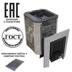 Печь Пегас 16 со стеклом в камне змеевик в Гродно
