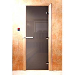 Дверь для сауны Doorwood Сумерки Графит прозрачный 1800x700 (стекло 8 мм, 3 петли) в Гродно