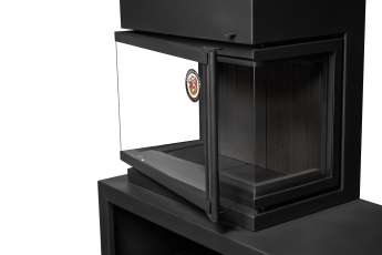 Камин МАДРИД на дровнике Гигант слева черный\белый шамот в Гродно