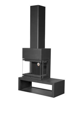 Камин МАДРИД на дровнике Гигант слева черный\белый шамот в Гродно