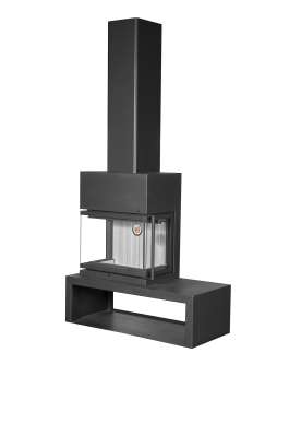 Камин МАДРИД на дровнике Гигант слева черный\белый шамот в Гродно