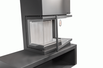 Камин МАДРИД на дровнике Гигант справа черный\белый шамот в Гродно