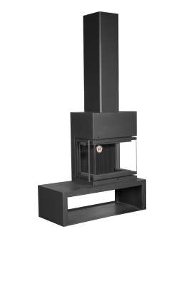 Камин МАДРИД на дровнике Гигант справа черный\белый шамот в Гродно