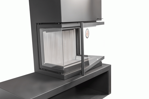 Камин МАДРИД на дровнике Гигант справа черный\белый шамот в Гродно