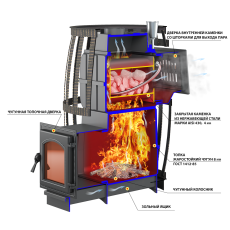Печь для бани Везувий Легенда Русский Пар Ковка 18 (240) в Гродно