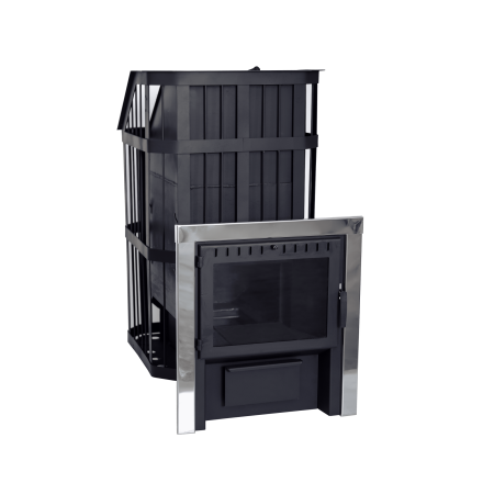 Печь банная Сибирь-24 c закрытой каменкой, панорамная дверца в Гродно