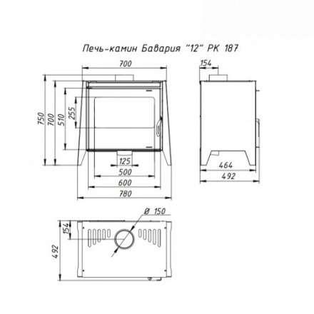 Печь-камин стальная со стеклом Бавария 12 фото в Гродно