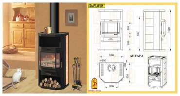 Купить стальной камин с шамотом Мета-Бел Ангара в Гродно фото в Гродно