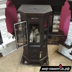 Недорогая стальная печь Термофор Статика Секста, чёрная бронза фото в интерьере в Гродно