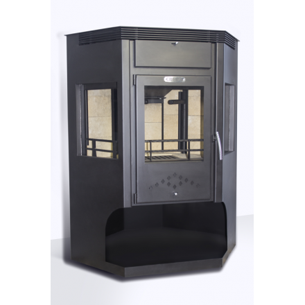 Стальная печь-камин Сибирь 15 с дровницей фото в Гродно