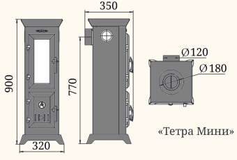 Отопительная печь Термофор Статика Тетра Мини, чёрная бронза фото в Гродно