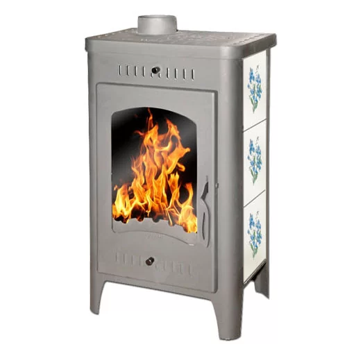 Стальной камин со стеклом Бавария Оптима Незабудка с плитой фото в Гродно