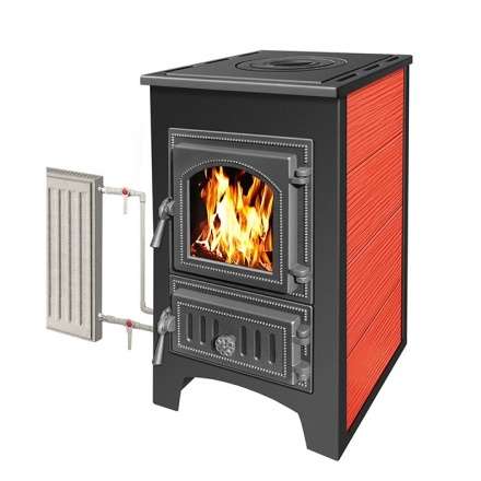 Печь-камин Везувий ПК-01 (270) с плитой и т/о красный 9 кВт купить в Гродно