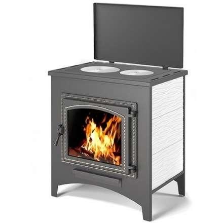 Печь-камин Везувий ПК-04 (240) с плитой беж 12 кВт Амазонка бай фото в Гродно