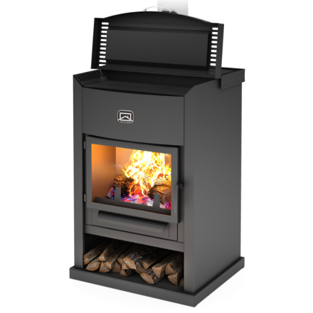 Стальной камин с дровницей Теплодар ОВ-120 (прямой) фото в Гродно