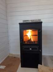 Стальной печь-камин со стеклом ЭТНА (БКД) с плитой фото в Гродно