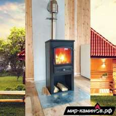Недорогая печь-камин со стеклом ЭТНА (БКД) с плитой в интерьере фото в Гродно