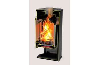 Стальной недорогой камин с дровницей Теплодар Румба фото в Гродно