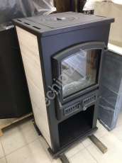 Печь-камин со стеклом ЭТНА (БКД) с плитой и ТО фото в Гродно