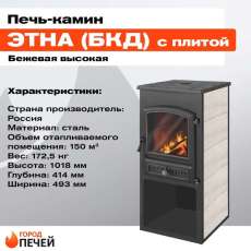 Стальной печь-камин ЭТНА (БКД) с плитой и ТО фото  в Гродно