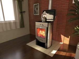 Стальной недорогой камин со стеклом Теплодар Танго плюс фото в Гродно