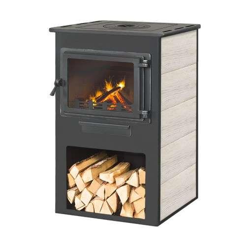 Печь-камин ЭТНА (Панорама) с плитой Амазонка бай фото в Гродно