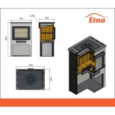 Печь-камин ЭТНА (Панорама) с плитой и теплообменником Амазонка бай фото в Гродно
