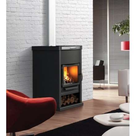 Стальной недорогой камин Теплодар ОВ-140 (прямой) фото в интерьере в Гродно