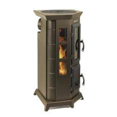 Отопительная недорогая печь Термофор Статика Квинта, чёрная бронза фото с боку в Гродно