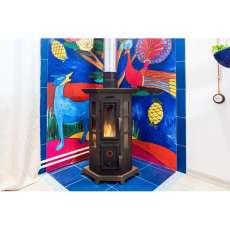 Угловая стальная печь Термофор Статика Квинта, чёрная бронза фото в Гродно