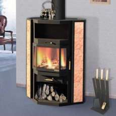 Недорогой большой камин с шамотом Печора Мета Бел фото в интерьере в Гродно