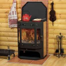 Печь-камин Бавария с плитой аква фото в Гродно