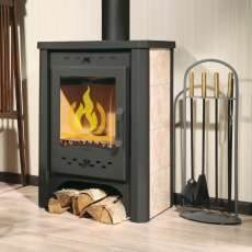 Стальной печь-камин Экокамин с плитой в интерьере фото в Гродно