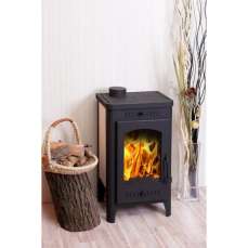 Недорогой стальной печь-камин Экокамин с плитой в интерьере фото в Гродно