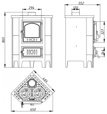 Печь-камин Бавария угловая чугун с плитой в Гродно