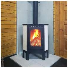 Стальной камин Бавария угловая Амазонка бай фото в интерьере в Гродно