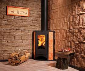 Недорогая печь-камин со стеклом Бавария угловая с плитой фото  в Гродно