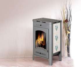 Печь-камин Бавария Оптима Незабудка со стеклом фото в Гродно