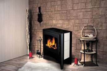 Печь-камин Бавария Эко с плитой 2 конфорки фото в интерьере в Гродно