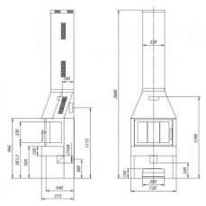Печь-камин Бавария три стекла графит фото схема в Гродно